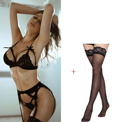 Lenceria Babydoll Plus Size S-3XL Lenjerie intimă pentru femei Set de sutien și chiloți G-string Portjartieră Set de lenjerie sexy