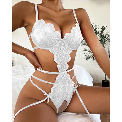Lenceria Babydoll Plus Size S-3XL Lenjerie intimă pentru femei Set de sutien și chiloți G-string Portjartieră Set de lenjerie sexy
