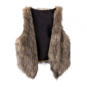 Vestă pentru femei Vestă din blană artificială Vestă elegantă din piele artificială pentru femei cu blană fără mâneci Vestă confortabilă cu decolteu în V pentru moda de toamnă/iarnă