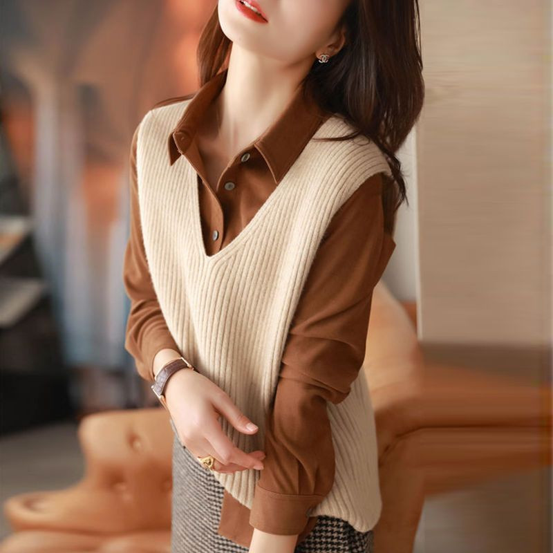 2023 Novi vintage retro dizajn bez rukava Femme proljetna pletenina s V-izrezom Basic Tops Pulover Vest Ženski klasični korejski jednobojni H56