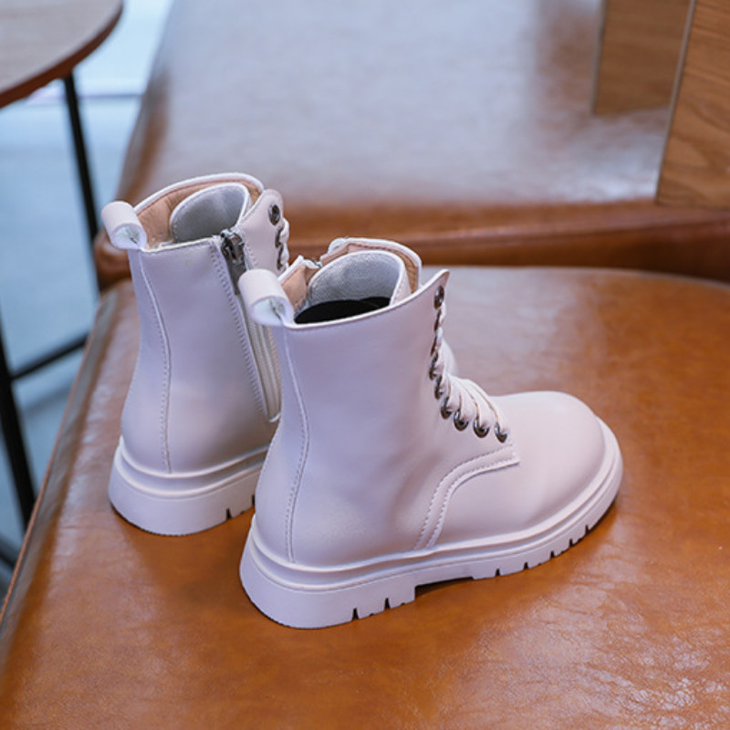 Vaikiški tvirti batai mergaitėms Vaikiški madingi siuviniai žieminiai stora apačia neslystantys korėjietiški batai berniukams šoniniai PU batai su užtrauktuku