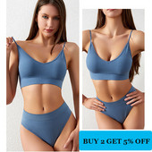 2023 Set de lenjerie intima Push Up, fără spate, la modă, Set de sutien fără sudură, Sexy G-String, moale, 2 buc. Seturi de lenjerie fără fir