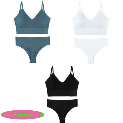 2023 Set de lenjerie intima Push Up, fără spate, la modă, Set de sutien fără sudură, Sexy G-String, moale, 2 buc. Seturi de lenjerie fără fir