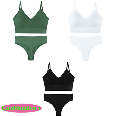 2023 Set de lenjerie intima Push Up, fără spate, la modă, Set de sutien fără sudură, Sexy G-String, moale, 2 buc. Seturi de lenjerie fără fir