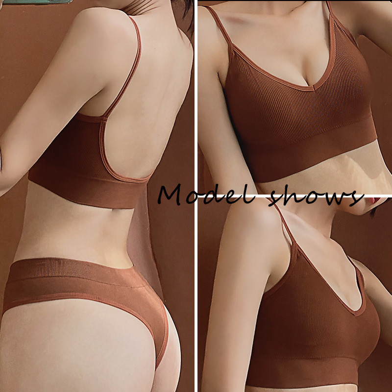 2023 Set de lenjerie intima Push Up, fără spate, la modă, Set de sutien fără sudură, Sexy G-String, moale, 2 buc. Seturi de lenjerie fără fir