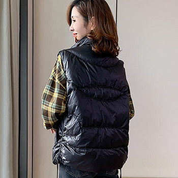 Φωτεινό πρόσωπο Γυναικείο παχύ αμάνικο παλτό Κομψό κορεάτικο με κορδόνια ζεστό μπουφάν Χειμερινό Γυναικείο παλτό από βαμβακερό γιλέκο