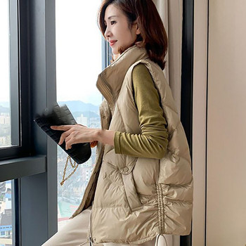 Φωτεινό πρόσωπο Γυναικείο παχύ αμάνικο παλτό Κομψό κορεάτικο με κορδόνια ζεστό μπουφάν Χειμερινό Γυναικείο παλτό από βαμβακερό γιλέκο
