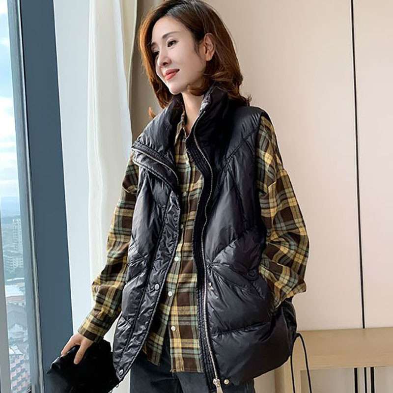 Bright Face Ženski deblji kaput bez rukava Elegantna modna korejska topla jakna na vezanje Zimski ženski ležerni kaput od pamučnog prsluka