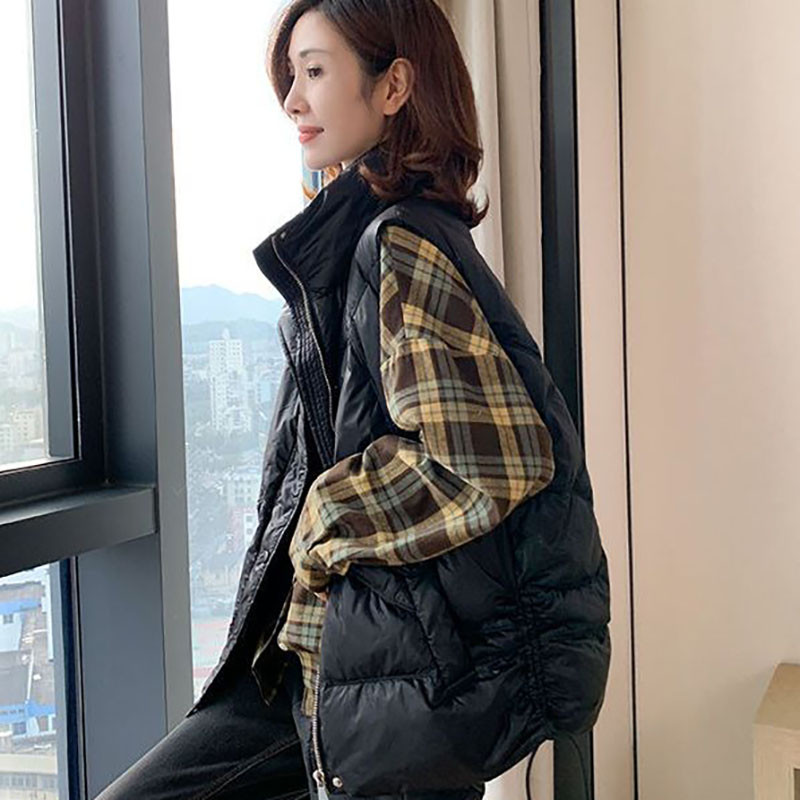 Bright Face Ženski deblji kaput bez rukava Elegantna modna korejska topla jakna na vezanje Zimski ženski ležerni kaput od pamučnog prsluka