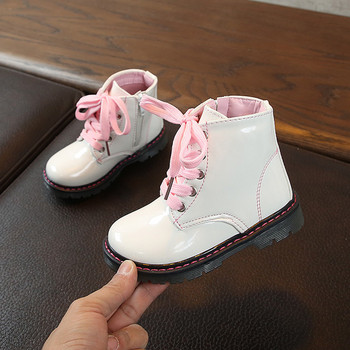 Μόδα βρετανικού στυλ παιδικά παπούτσια για αγόρια για κορίτσια Άνοιξη φθινόπωρο PU Δερμάτινο κορδόνι με φερμουάρ Παιδικά κοντά παιδικά μποτάκια