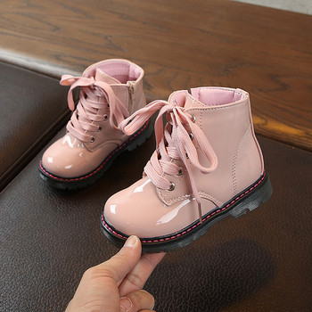 Μόδα βρετανικού στυλ παιδικά παπούτσια για αγόρια για κορίτσια Άνοιξη φθινόπωρο PU Δερμάτινο κορδόνι με φερμουάρ Παιδικά κοντά παιδικά μποτάκια