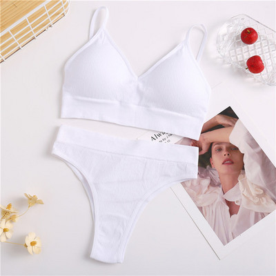 Set de sutien fără cusături FINETOO pentru femei Set de lenjerie intima Chiloți cu talie înaltă Bralette sexy fără sârmă Set de sutien de lenjerie pentru femei