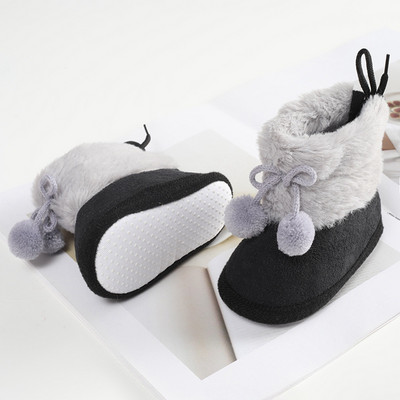 Winter Plus Velvet Snow Booties For Baby Warm Boots Shoes baby Girl Shoes Pompom Soft Sole Indoor Walking Shoe