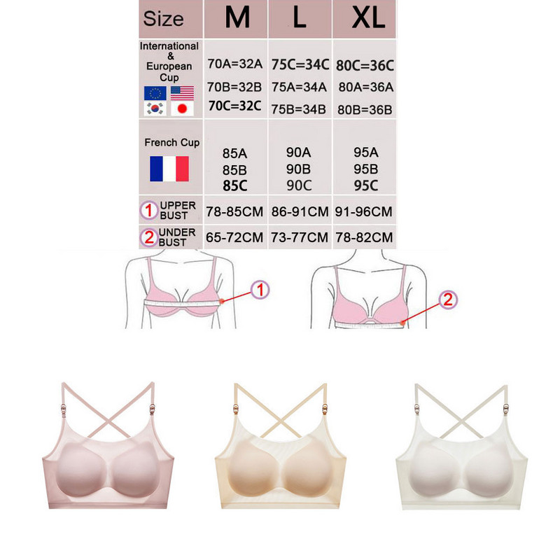 Ženski grudnjak bez leđa Ultratanko donje rublje Bešavni grudnjak s otvorenim leđima Vjenčani grudnjak Prozračni bežični intimni