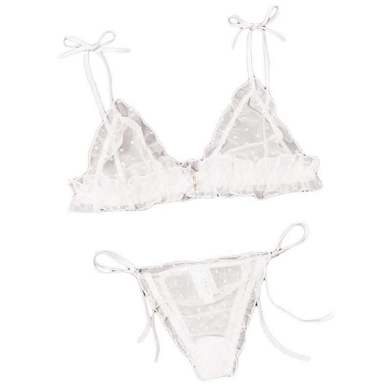 Γυναικεία εσώρουχα Σέξι σετ εσωρούχων για γυναίκες Plus μέγεθος Dot Mesh Δαντέλα ασύρματο σουτιέν Σέξι επίδεσμος εσώρουχα σετ στρινγκ Εσώρουχα