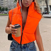 Costum de baie nou-nouț, jachetă căptușită, vestă de vară, haină de iarnă, pentru femei, cu fermoar, încălzitor de corp, haină, vestă matlasată