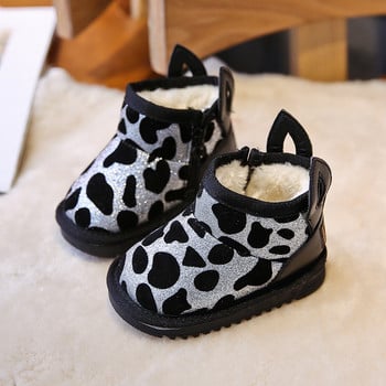 11,5-15 εκ. Baby Boys Girls Bling Leopard Snow Boots, Cute Ears Gold Sivler Μικρά Ζεστά χειμωνιάτικα μποτάκια με βελούδινο, χειμωνιάτικο παπούτσι