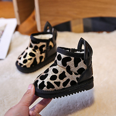 11,5-15 εκ. Baby Boys Girls Bling Leopard Snow Boots, Cute Ears Gold Sivler Μικρά Ζεστά χειμωνιάτικα μποτάκια με βελούδινο, χειμωνιάτικο παπούτσι