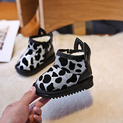 11,5-15 εκ. Baby Boys Girls Bling Leopard Snow Boots, Cute Ears Gold Sivler Μικρά Ζεστά χειμωνιάτικα μποτάκια με βελούδινο, χειμωνιάτικο παπούτσι