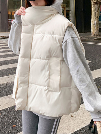 Γυναικείο φανελάκι Βαμβακερό αμάνικο ελαφρύ λεπτό παλτό κοντό φθινόπωρο 2023 Νέο σε βαμβακερά ρούχα Φαρδιά παντός τύπου γιλέκο
