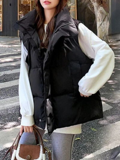 Vestă de damă din bumbac, fără mâneci, jachetă subțire, scurtă, toamna 2023, nou în haine din bumbac, vestă plină, cu totul asortat.