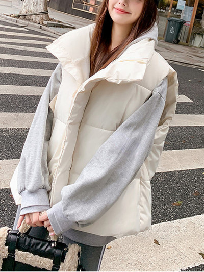 Vestă de damă din bumbac, fără mâneci, jachetă subțire, scurtă, toamna 2023, nou în haine din bumbac, vestă plină, cu totul asortat.