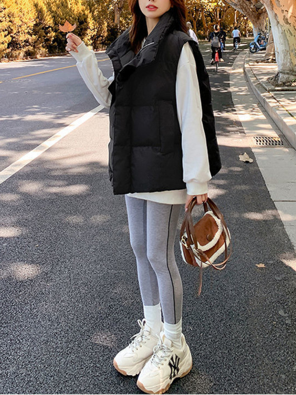 Vestă de damă din bumbac, fără mâneci, jachetă subțire, scurtă, toamna 2023, nou în haine din bumbac, vestă plină, cu totul asortat.