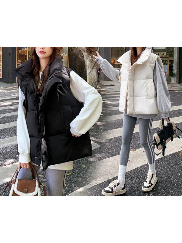 Vestă de damă din bumbac, fără mâneci, jachetă subțire, scurtă, toamna 2023, nou în haine din bumbac, vestă plină, cu totul asortat.