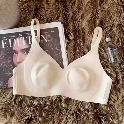 Γυμνά εξαιρετικά λεπτά εσώρουχα Γυναικεία μεγάλα στήθη με μικρό λεπτό τμήμα με μαλακή υποστήριξη, άνετο σουτιέν χωρίς ραφή που αναπνέει
