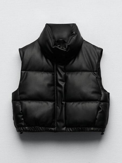 Χειμερινό PU Δερμάτινο τζάκετ Γυναικείο γιλέκο Μαύρο σταντ γιακά Γιλέκο Αμάνικο Γυναικείο φερμουάρ Moto Biker Φθινοπωρινό κοντό γυναικείο γιλέκο