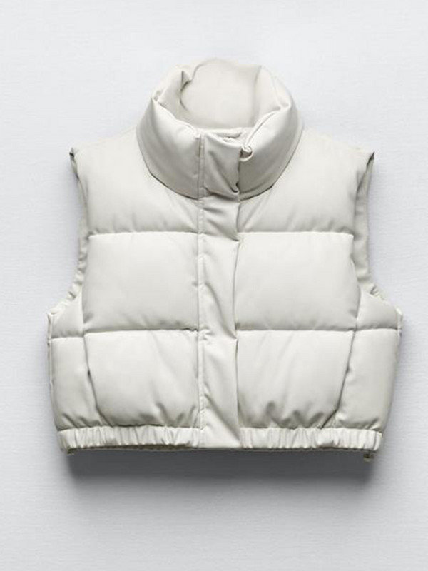 Χειμερινό PU Δερμάτινο τζάκετ Γυναικείο γιλέκο Μαύρο σταντ γιακά Γιλέκο Αμάνικο Γυναικείο φερμουάρ Moto Biker Φθινοπωρινό κοντό γυναικείο γιλέκο