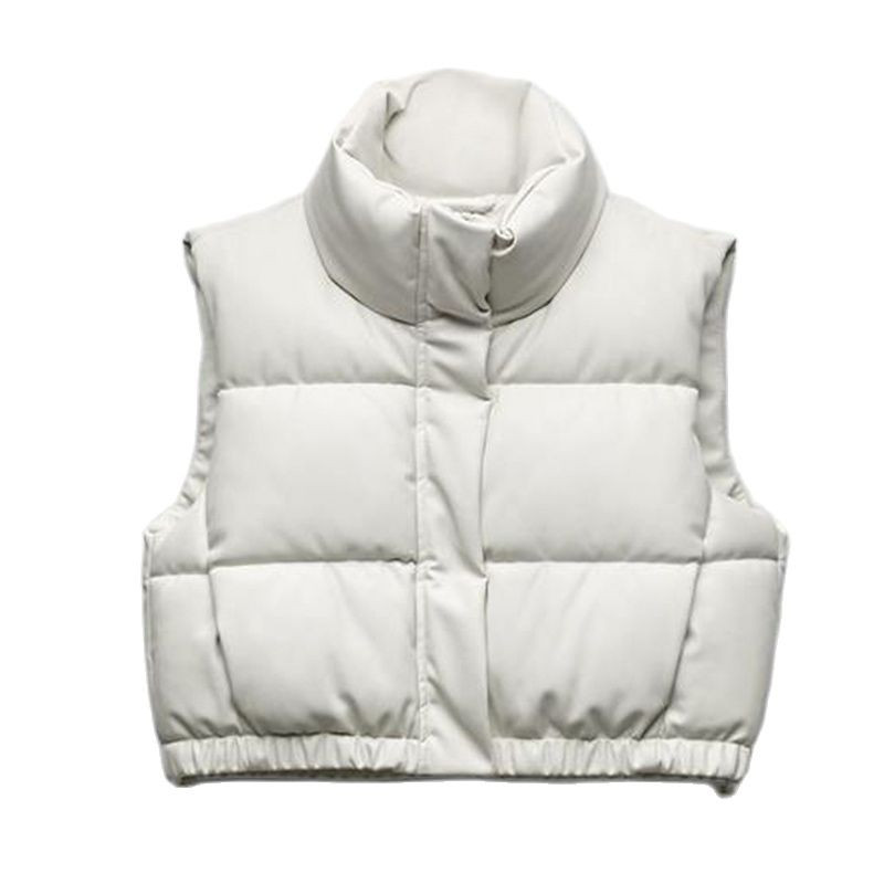 Χειμερινό PU Δερμάτινο τζάκετ Γυναικείο γιλέκο Μαύρο σταντ γιακά Γιλέκο Αμάνικο Γυναικείο φερμουάρ Moto Biker Φθινοπωρινό κοντό γυναικείο γιλέκο