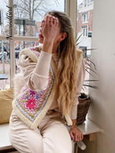 Prsluk s printom od umjetnog krzna Ženska jesen zima Elegantni topli kratki kardigan prsluci bez rukava 2023. Ležerne ulične jakne s cvjetnim uzorkom