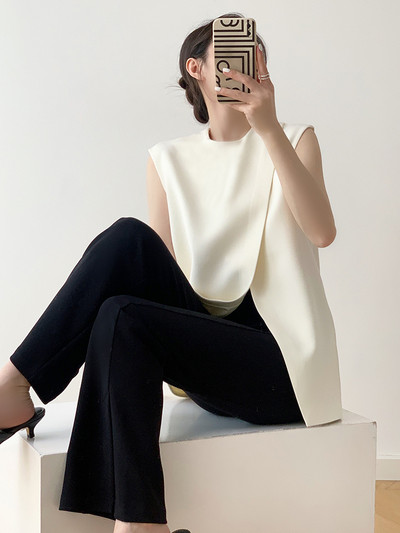 Yitimuceng Criss Cross O izrez odijelo prsluk za žene 2023 Nova modna proljetna uredska ženska vesta Elegantni čvrsti ženski prsluk