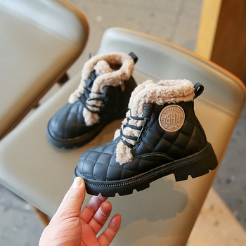 Детски ботуши Зимни за момчета Памучни обувки Плюшени топли момичета Къси ботуши Модни детски ученически обувки