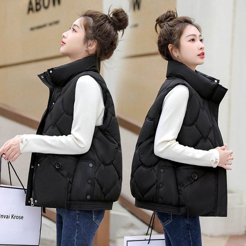 2023, noua vestă din bumbac, toamnă iarnă, jachetă fără mâneci pentru femei, coreeană, largi, cu guler, vestă, vestă pentru femeie, îmbrăcăminte exterioară