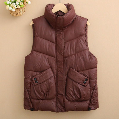 2023, toamnă, elegante, pentru femei, cu guler în jos, vestă din bumbac, iarnă, caldă, fără mâneci, haină ocazională pentru femei.