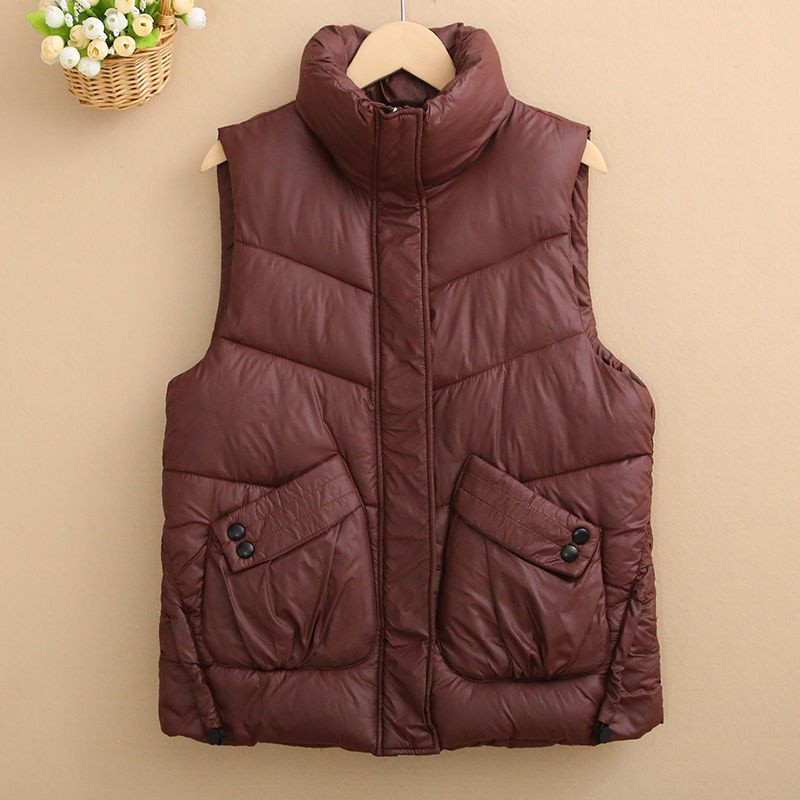 2023, toamnă, elegante, pentru femei, cu guler în jos, vestă din bumbac, iarnă, caldă, fără mâneci, haină ocazională pentru femei.