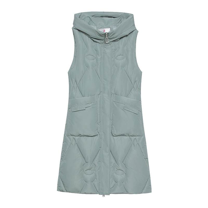 2023 Χειμώνας Γυναικείο βαμβακερό πουπουλένιο γιλέκο αμάνικο μπουφάν με ζεστή κουκούλα casual μακρύ γιλέκο Γυναικείο εξωτερικά ενδύματα με επένδυση γιλέκο Chaleco Mujer