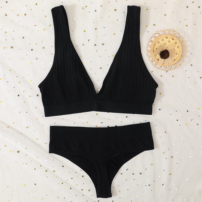 Deep V Sutien Top Femei Set de sutien fără cusături Lenjerie sexy Set de lenjerie de corp pentru femei Sutien Sexy G-String Bralette moale Femei Intimates