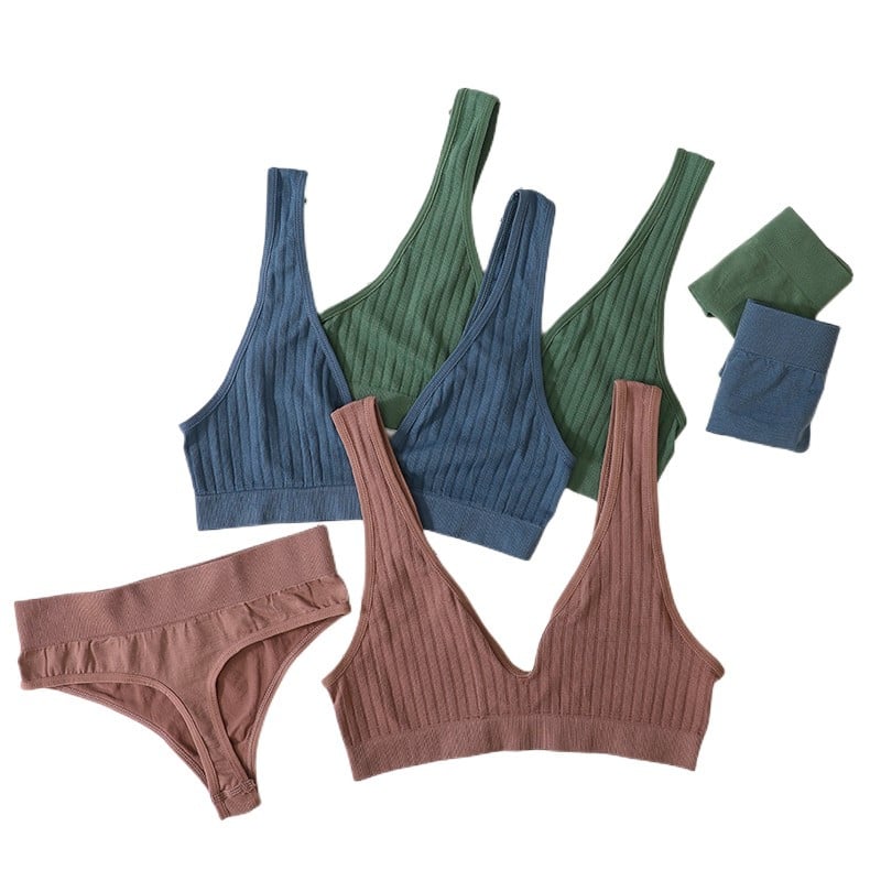 Deep V Sutien Top Femei Set de sutien fără cusături Lenjerie sexy Set de lenjerie de corp pentru femei Sutien Sexy G-String Bralette moale Femei Intimates