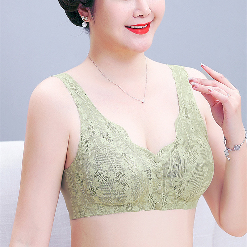 Lenjerie de corp pentru femei, fără cusături, fără sârmă, sâni mici cu push-up, sutien cu nasturi în față, cu dantelă sexy, care retractează sânii