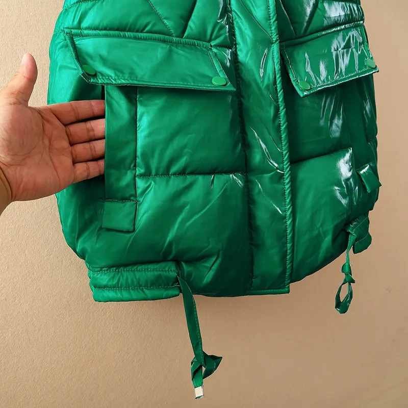 2023, vestă din bumbac lucioasă, pentru femei, toamnă iarnă, scurtă, fără mâneci, vestă ocazională, îmbrăcăminte exterioară pentru femei, topuri, vestă caldă