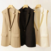 2023 m. Naujas pavasario rudens laisvalaikio švarkas, moteriška striukė be rankovių Elegantiška biuro moteriška liemenė Moteriška striukė, švarkas, liemenės, paltai