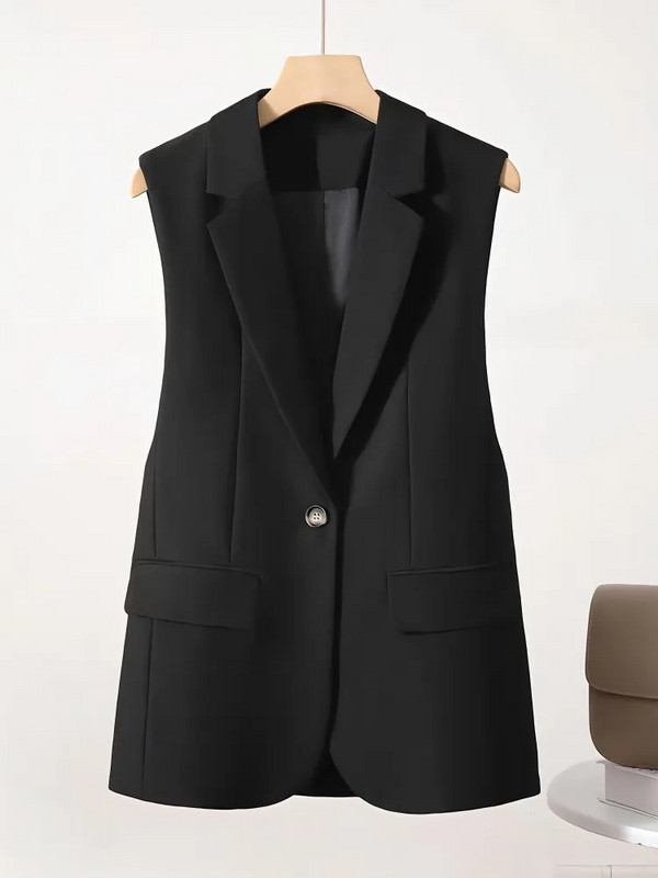 2023 m. Naujas pavasario rudens laisvalaikio švarkas, moteriška striukė be rankovių Elegantiška biuro moteriška liemenė Moteriška striukė, švarkas, liemenės, paltai