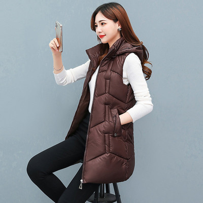 Nova zimska jakna za 2023., ženske parke s kapuljačom, topli, dugi prsluk, jakna, jakna, ženska jakna od sjajnog pamuka, podstavljena parka, prsluk bez rukava 4XL