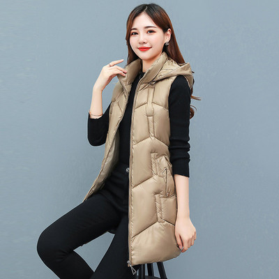 Nova zimska jakna za 2023., ženske parke s kapuljačom, topli, dugi prsluk, jakna, jakna, ženska jakna od sjajnog pamuka, podstavljena parka, prsluk bez rukava 4XL