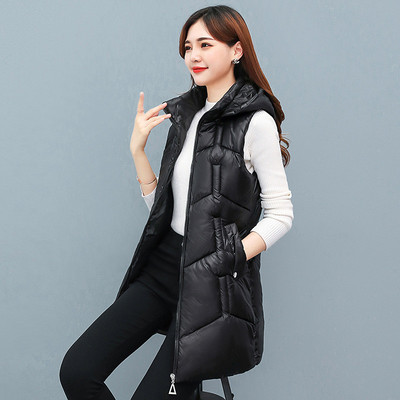 Nova zimska jakna za 2023., ženske parke s kapuljačom, topli, dugi prsluk, jakna, jakna, ženska jakna od sjajnog pamuka, podstavljena parka, prsluk bez rukava 4XL