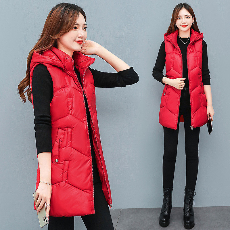 Nova zimska jakna za 2023., ženske parke s kapuljačom, topli, dugi prsluk, jakna, jakna, ženska jakna od sjajnog pamuka, podstavljena parka, prsluk bez rukava 4XL
