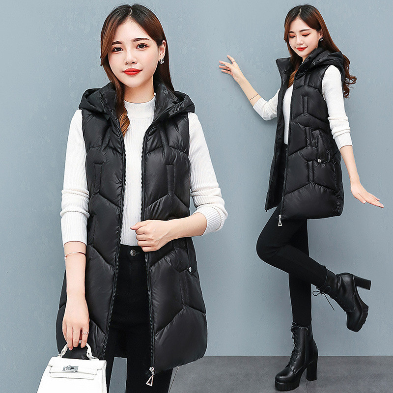 Nova zimska jakna za 2023., ženske parke s kapuljačom, topli, dugi prsluk, jakna, jakna, ženska jakna od sjajnog pamuka, podstavljena parka, prsluk bez rukava 4XL